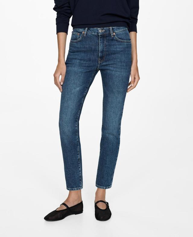 Mango Womens Claudia Slim Crop Waxed Jeans Product Image