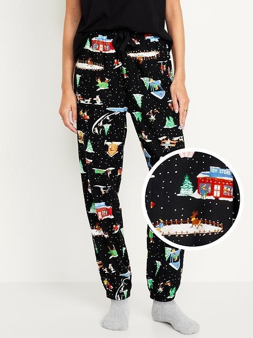 High-Waisted Flannel Pajama Joggers Product Image