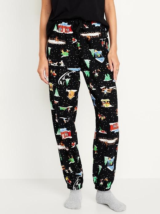 High-Waisted Flannel Pajama Joggers Product Image