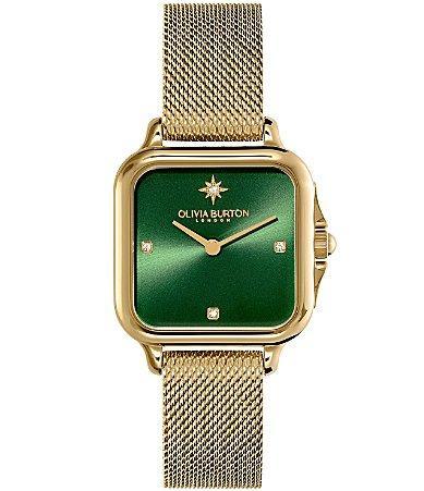 Olivia Burton Womens Grosvenor Green  Gold Mesh Bracelet Watch Product Image