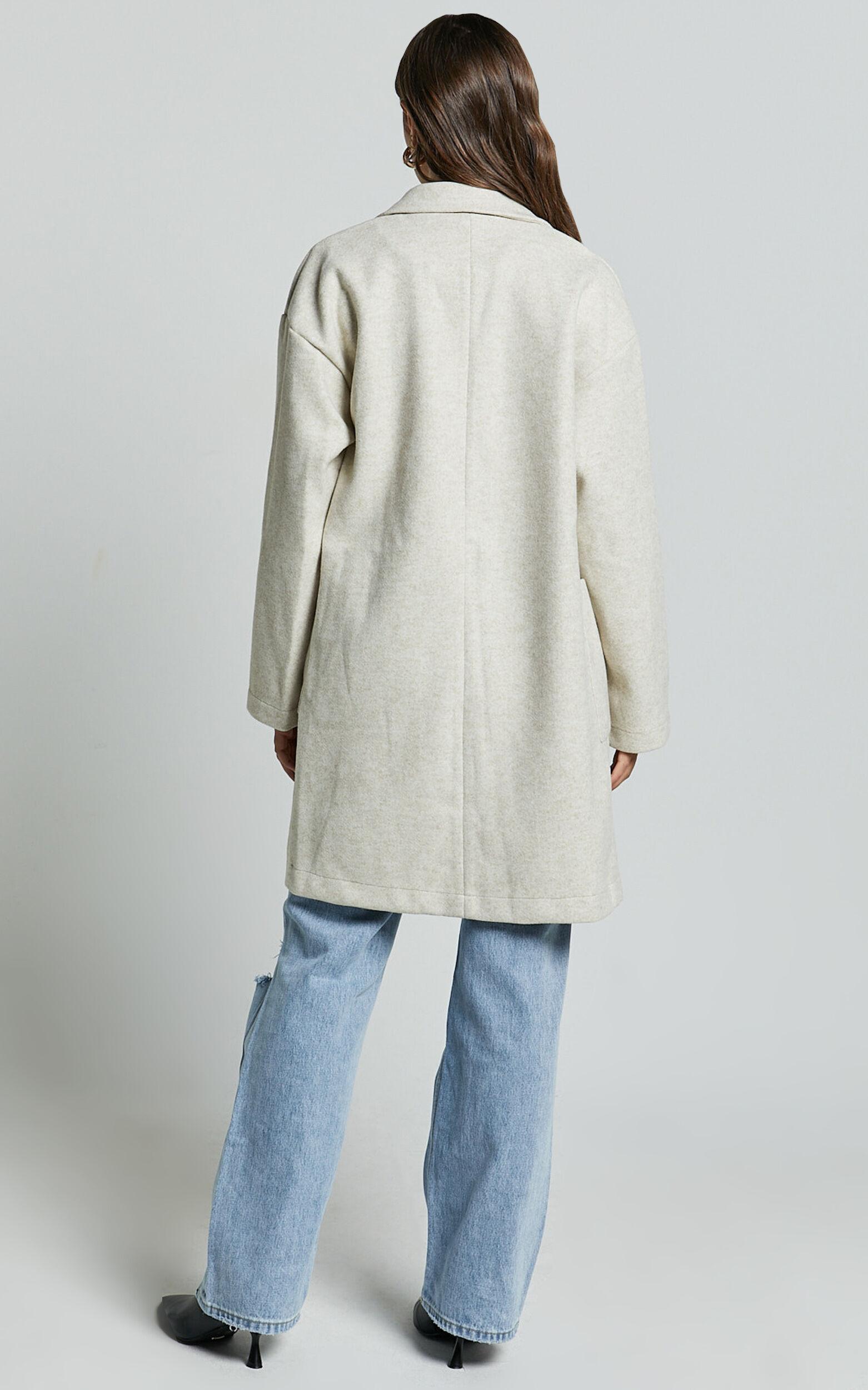 Jonas Coat - Pocket Detail Longline Coat in Beige Product Image