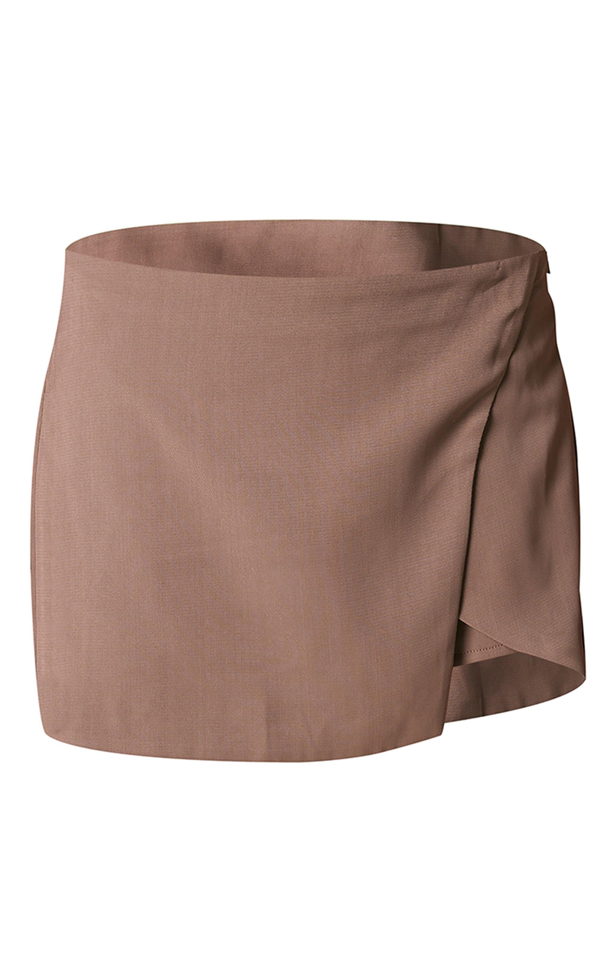 Chocolate Tailored Woven Wrap Front Skort Product Image