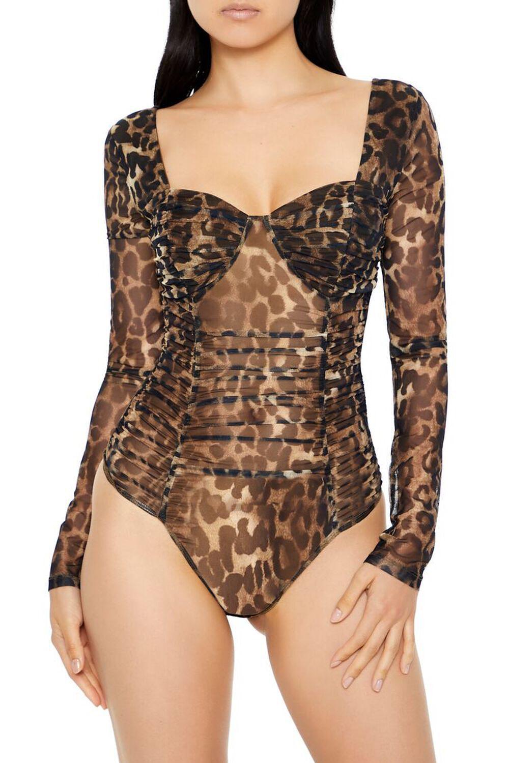 Leopard Print Mesh Bodysuit | Forever 21 Product Image