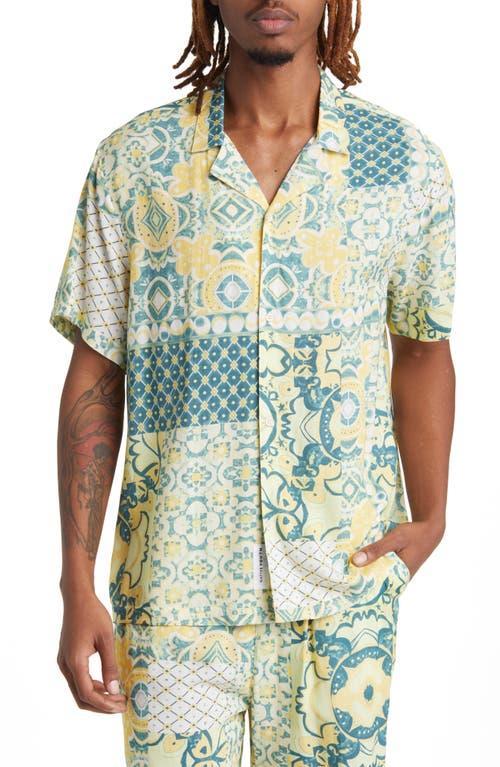 Native Youth Tile Print Short Sleeve Button-Up Shirt Product Image