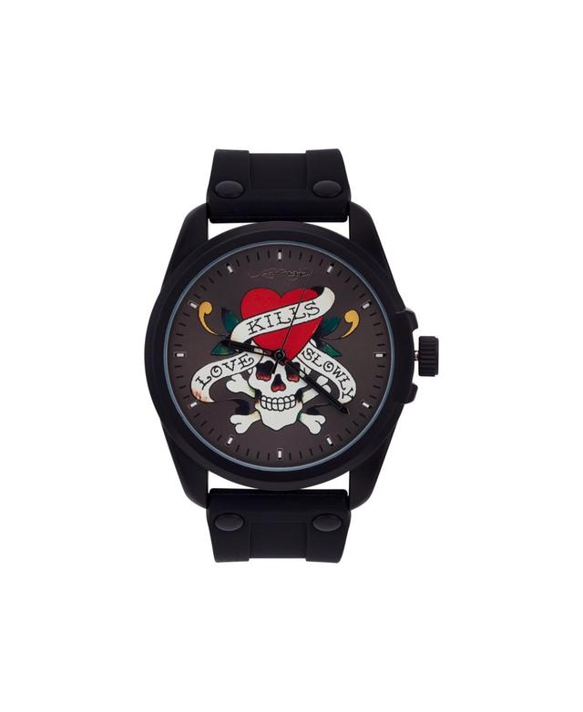 Ed Hardy Mens Matte Black Silicone Strap Watch 46mm Product Image