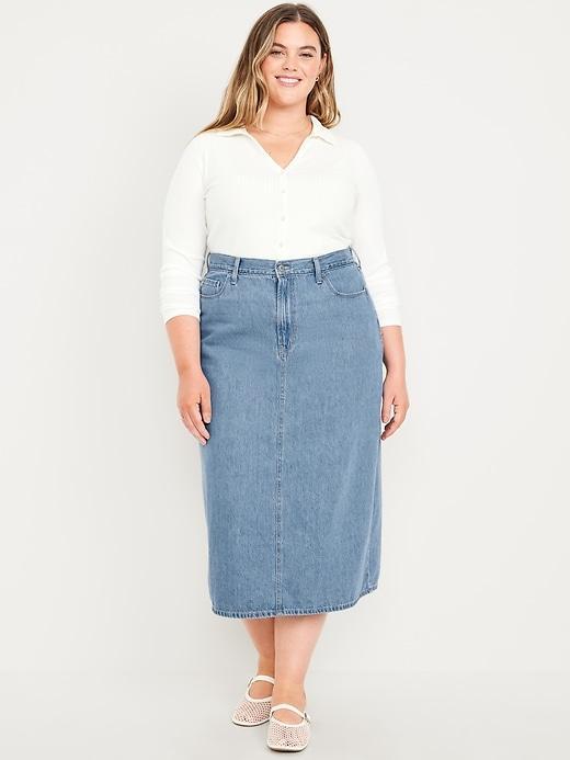 High-Waisted Wow Jean Midi Skirt Product Image