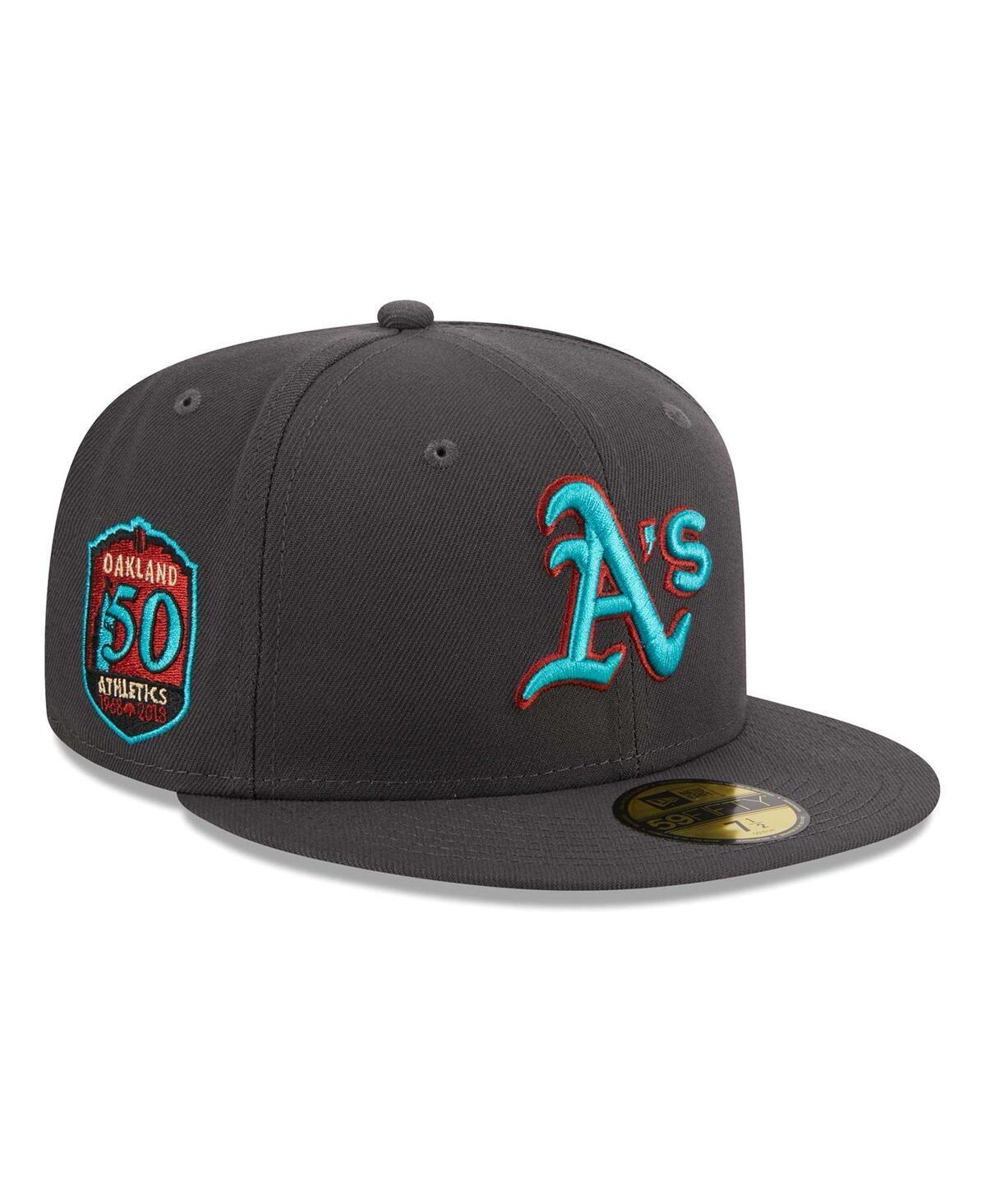 Mens New Era Graphite Oakland Athletics Print Undervisor 59FIFTY Fitted Hat Product Image