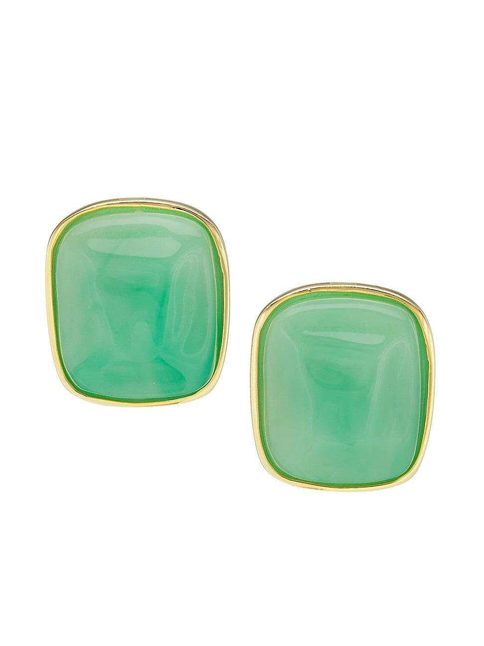 Womens Faux Ming Jade Rectangular Clip-On Earrings Product Image