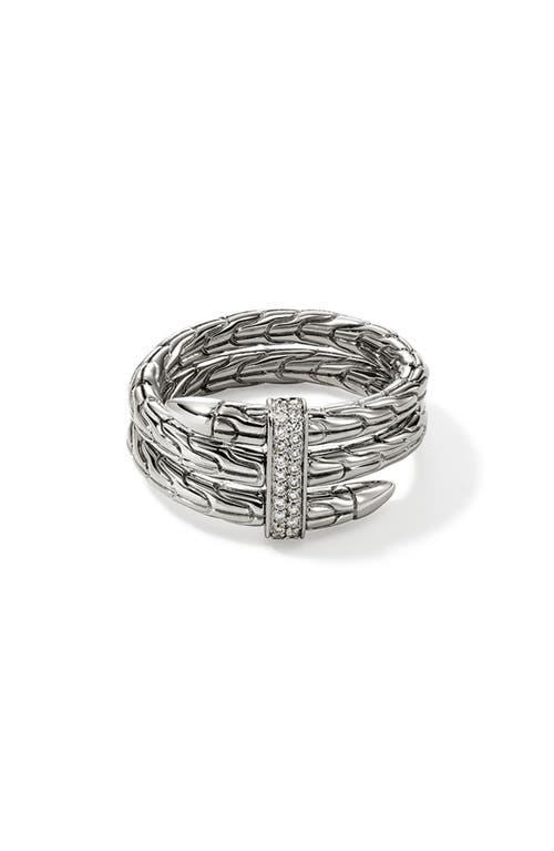 Womens Chain Classic Spear Double Coil Sterling Silver & 0.12 TCW Diamond Ring Product Image