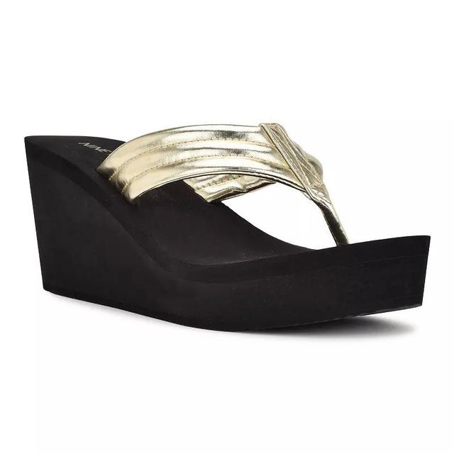 Nine West Spins Wedge Thong Sandals, Womens Product Image