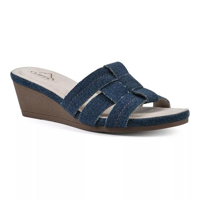 Cliffs by White Mountain Candyce Womens Wedge Sandals Dark Blue Blue Product Image