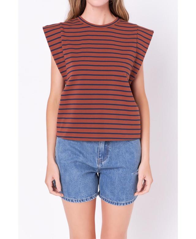 English Factory Stripe Extended Shoulder T-Shirt Product Image