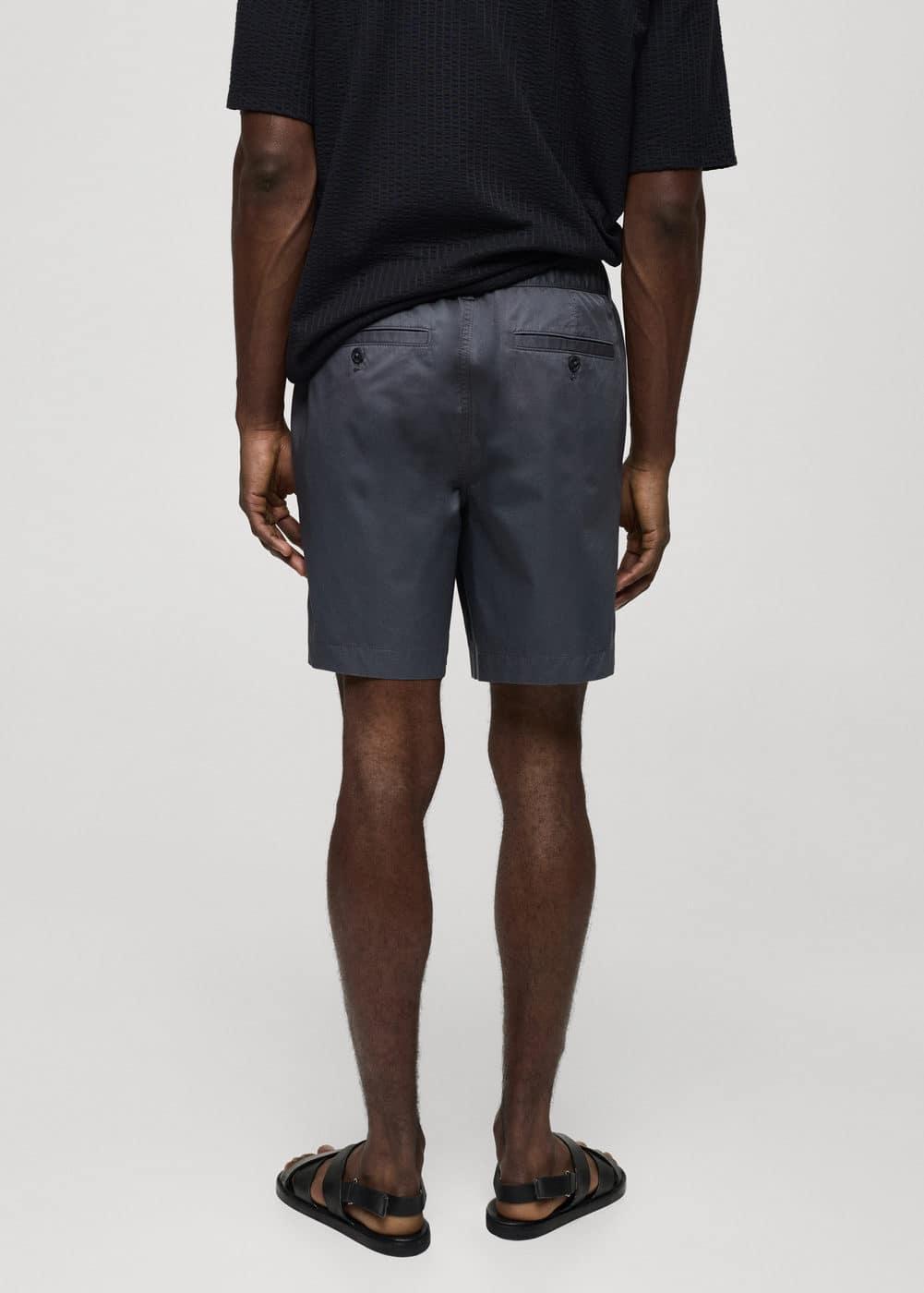 MANGO MAN - 100% cotton drawstring Bermuda shorts indigo blueMen Product Image