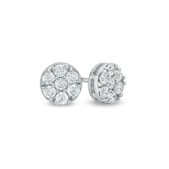 Men's 1/2 CT. T.w. Certified Lab-Created Multi-Diamond Stud Earrings in 14K White Gold (F/Si2) Product Image