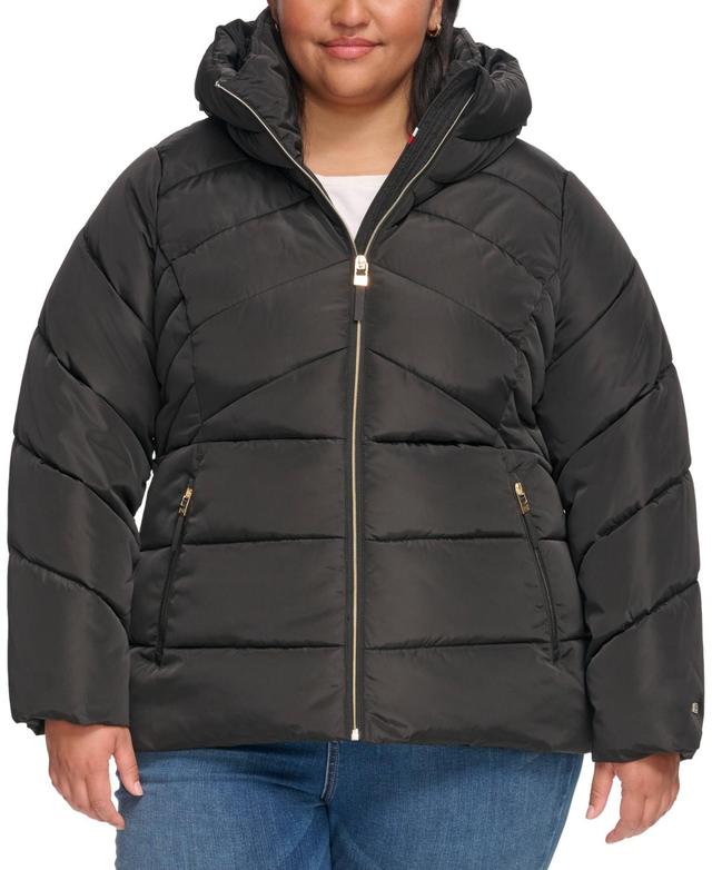 Tommy Hilfiger Womens Plus Size Hooded Puffer Coat Product Image