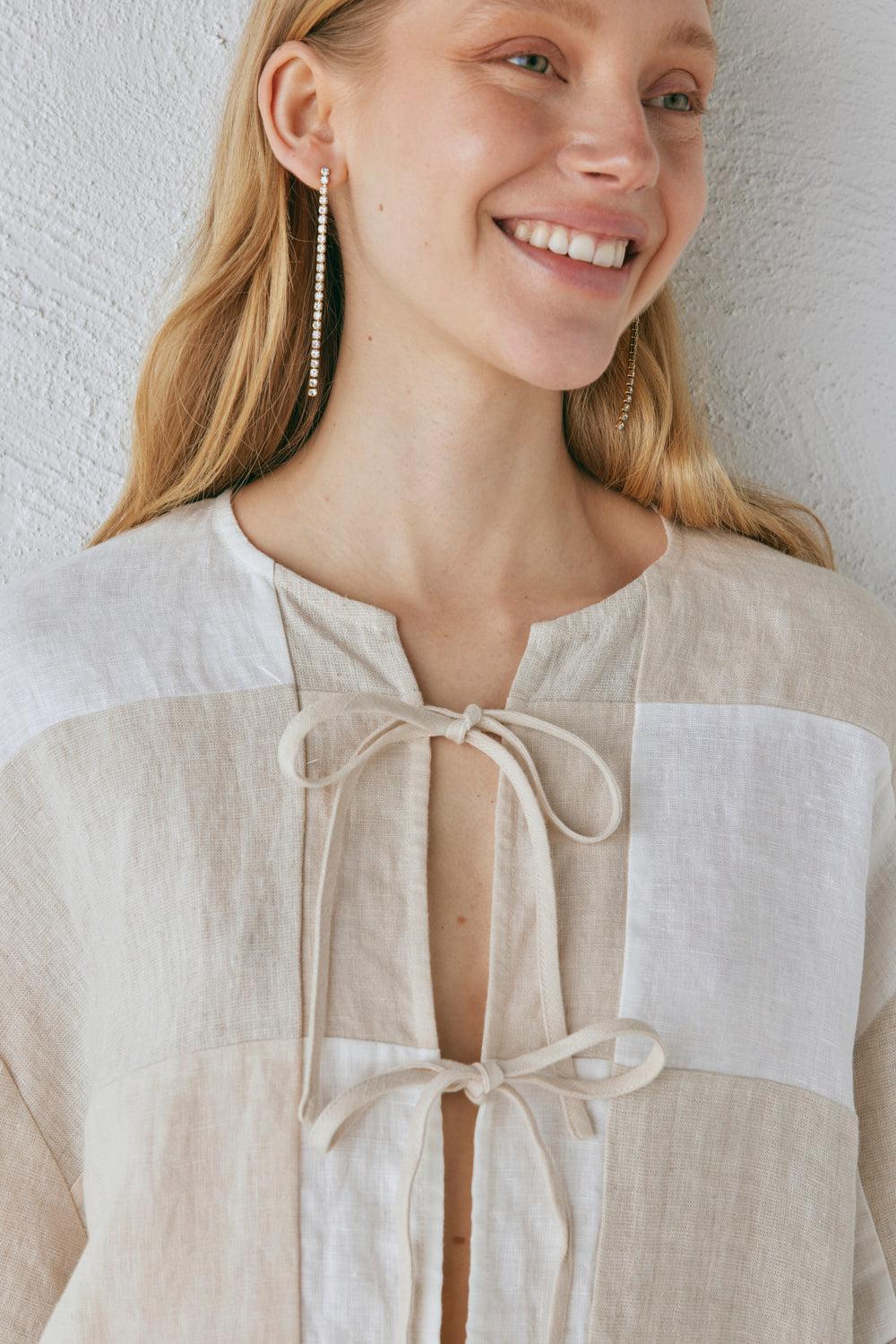 Naomi Linen Smock Top Natural Product Image