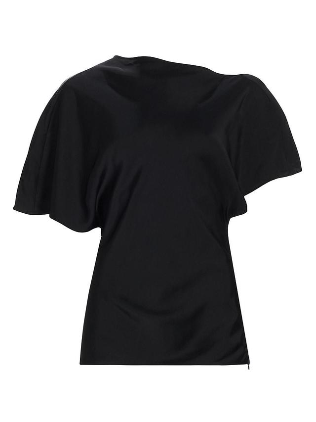 Womens Asymmetric Fluid Satin Blouse Product Image