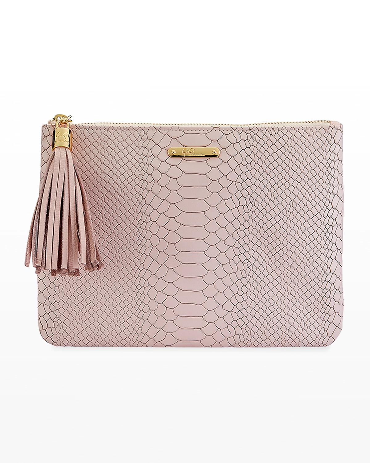 Womens All-In-One Python-Embossed Leather Clutch Product Image