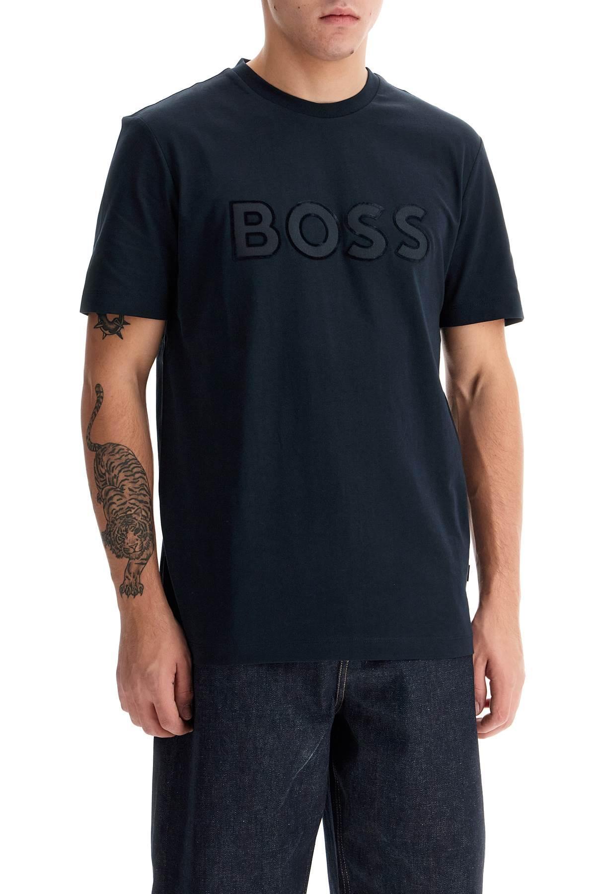 HUGO BOSS T Shirt Con Patch Logo In Blue Product Image