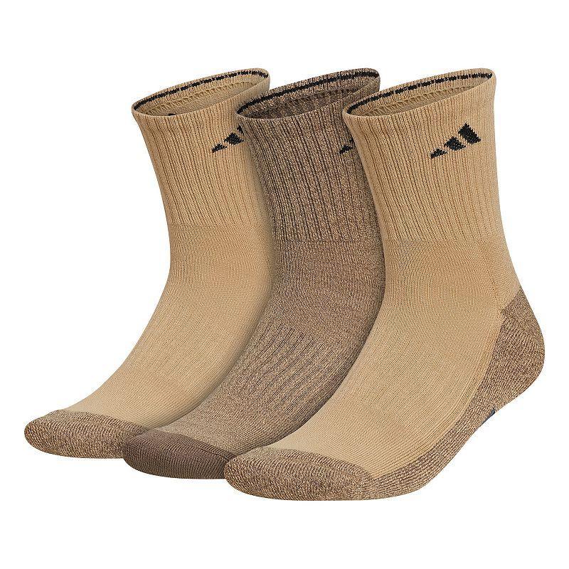 Mens adidas 3-pack Cushioned Mid-Crew Socks Lt Beige Product Image