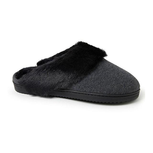 Dearfoams Dahlia Rib Knit Faux Fur-Lined Womens Scuff Slippers Light Grey Gray Product Image