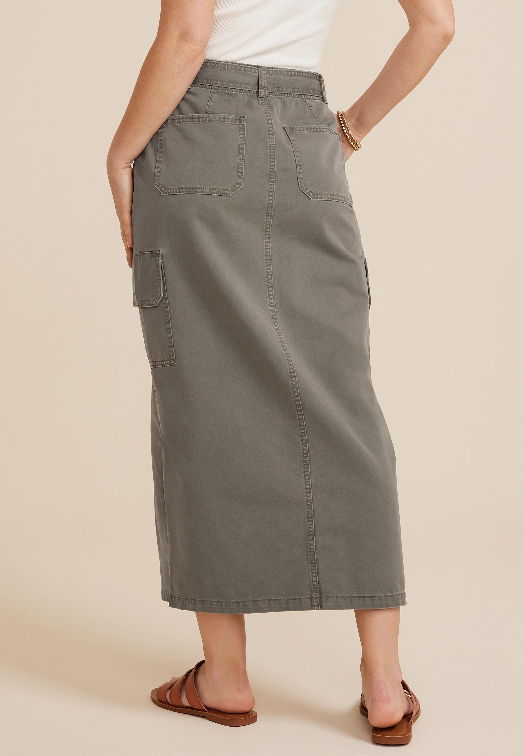 Belted High Rise Utility Maxi Skirt Product Image