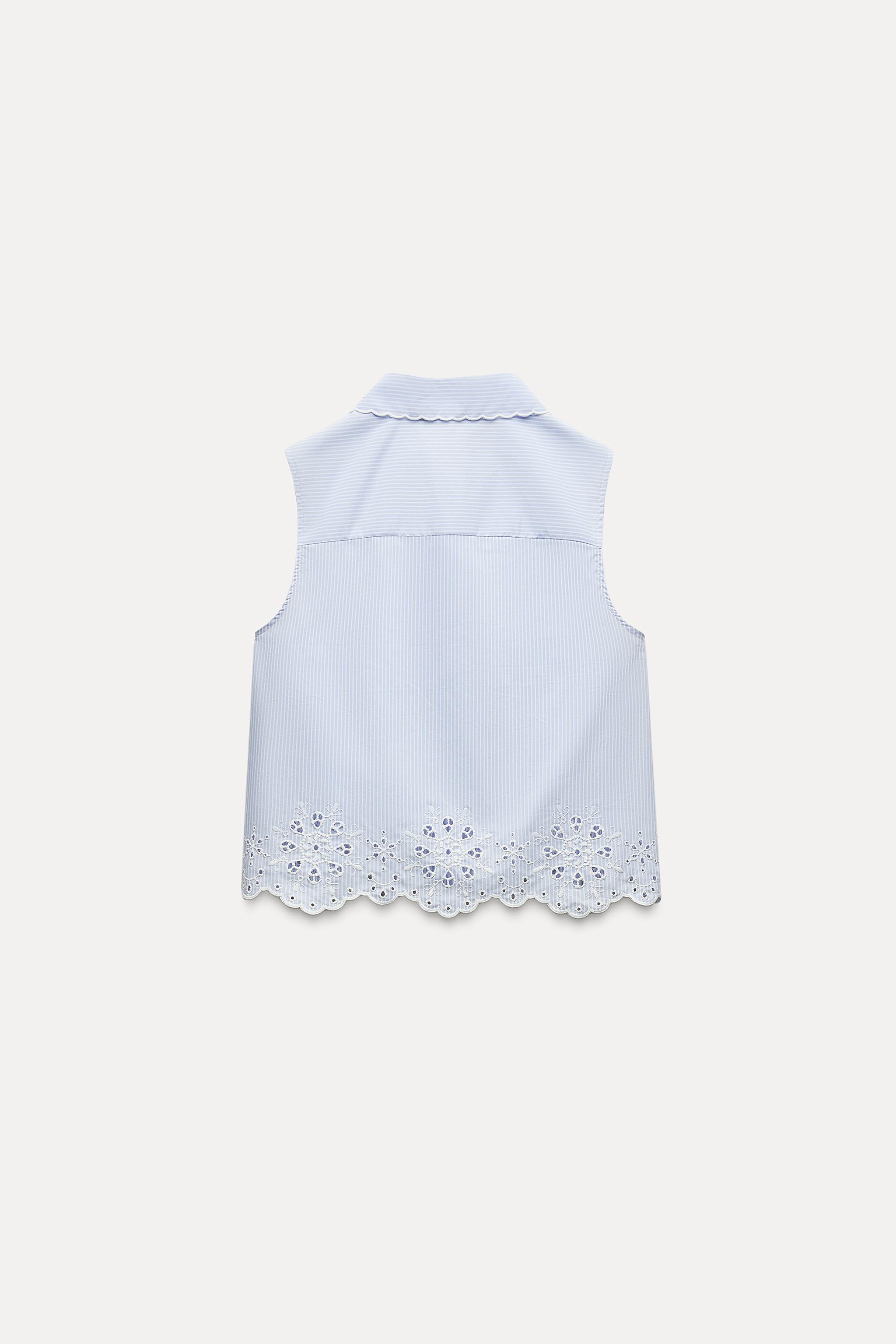 EMBROIDERED EYELET CROPPED SHIRT Product Image