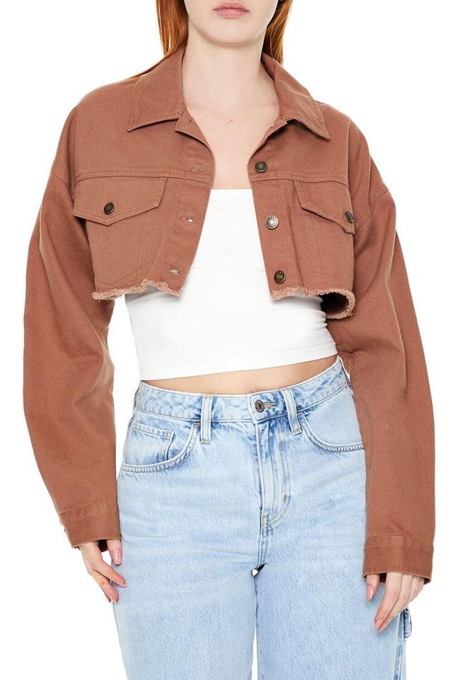 Frayed Cropped Denim Jacket | Forever 21 Product Image