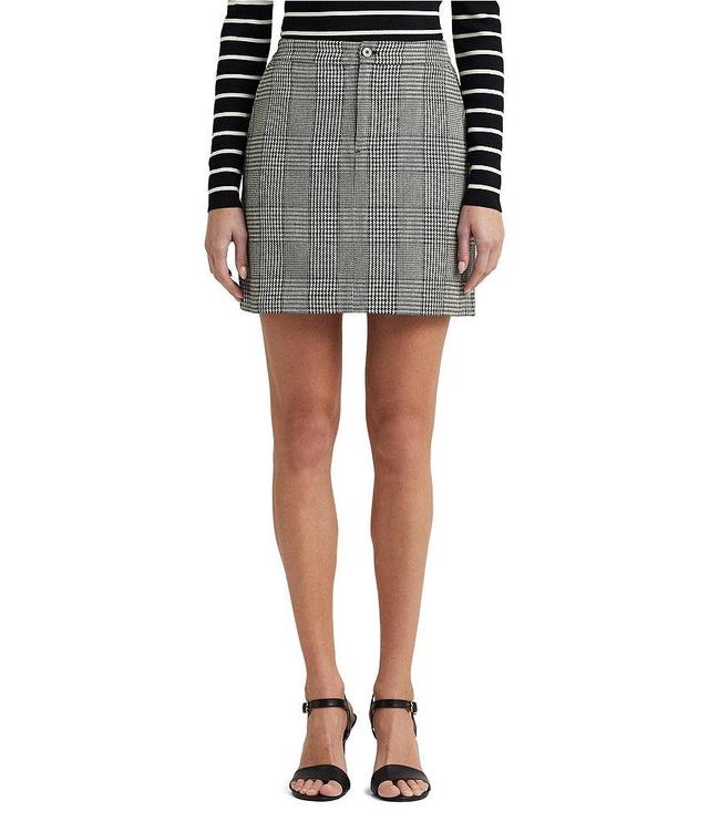 Lauren Ralph Lauren Hasneal Plaid Italian Tweed Mini Pencil Skirt Product Image