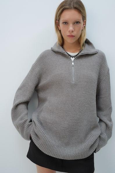 Chunky-Knit Half-Zip Sweater Product Image