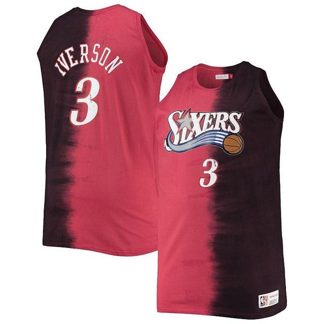 Mens Mitchell & Ness Allen Iverson Red/Black Philadelphia 76ers Big & Tall Profile Tie-Dye Player Tank Top Product Image