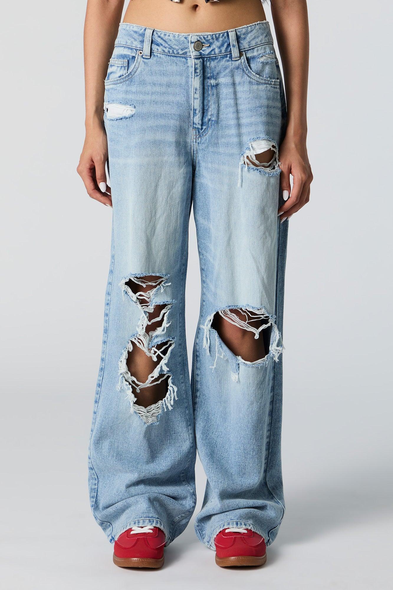 Ultra Distressed High Rise Wide Leg Jean Female Product Image