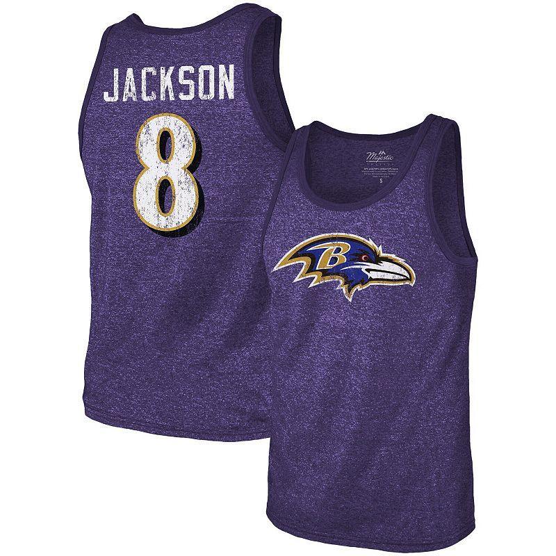 Mens Fanatics Branded Lamar Jackson Baltimore Ravens Name & Number Tri-Blend Tank Top Product Image