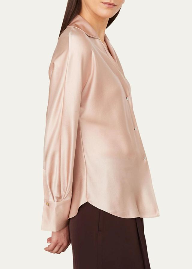 Bias Cut Silk Long-sleeved Blouse In Rose Dawn Product Image