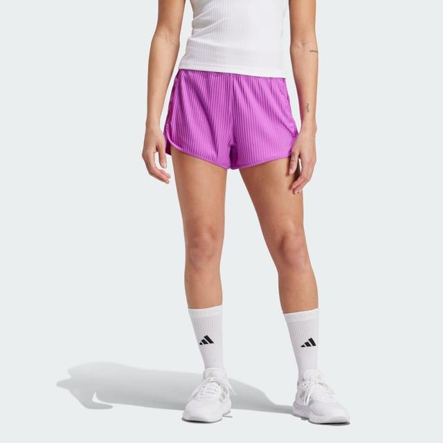 adidas Pacer All Gym Seasonal Rib High-Rise Tonal 3-Stripes Shorts Purple Burst S Womens Product Image