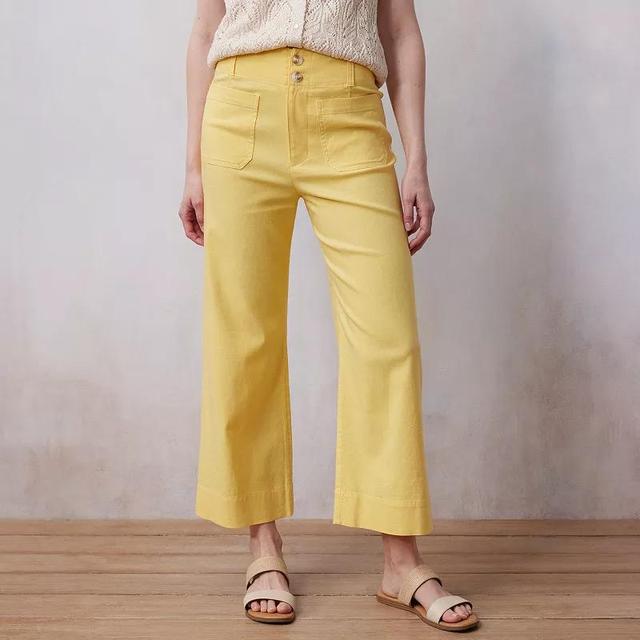 Womens LC Lauren Conrad Super High Rise Wide Leg Crop Pants Yellow Wedge Product Image