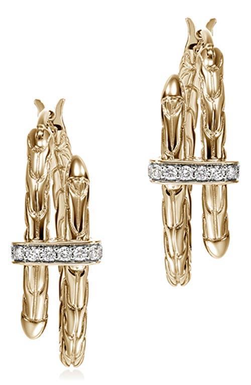 Womens Chain Classic Spear 14K Yellow Gold & 0.12 TCW Diamond Small Hoop Earrings Product Image