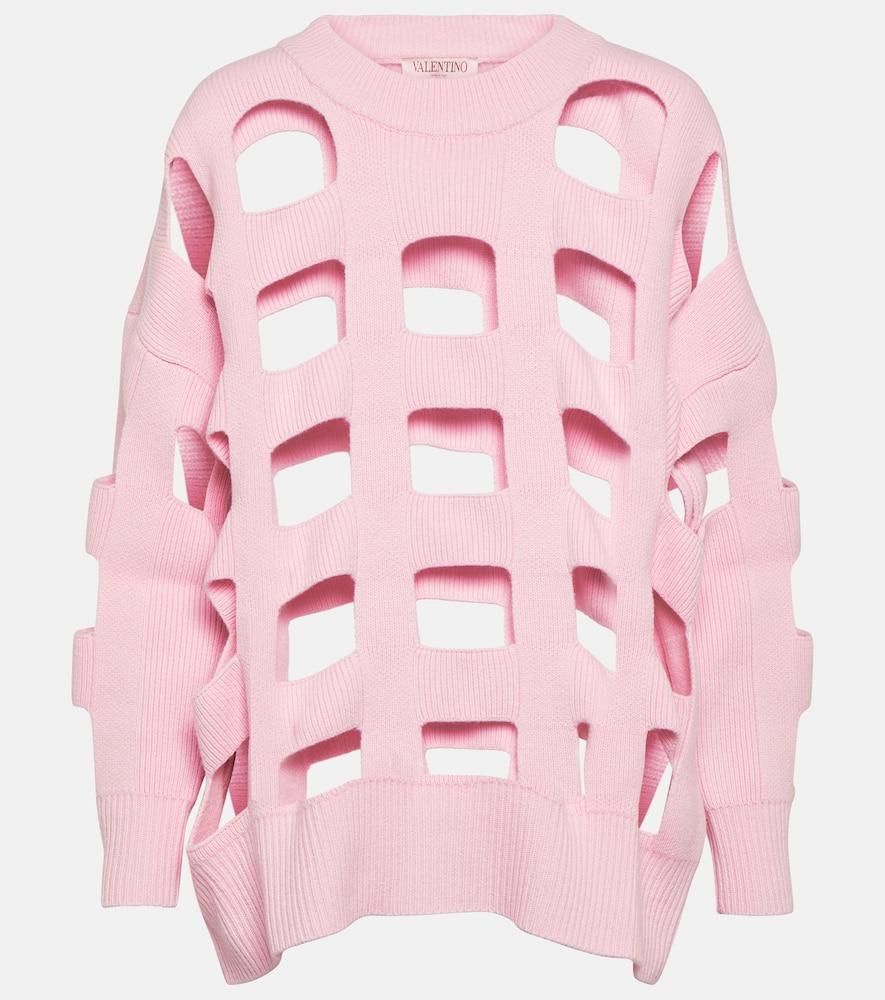 Cutout Wool Sweater In Pink Product Image