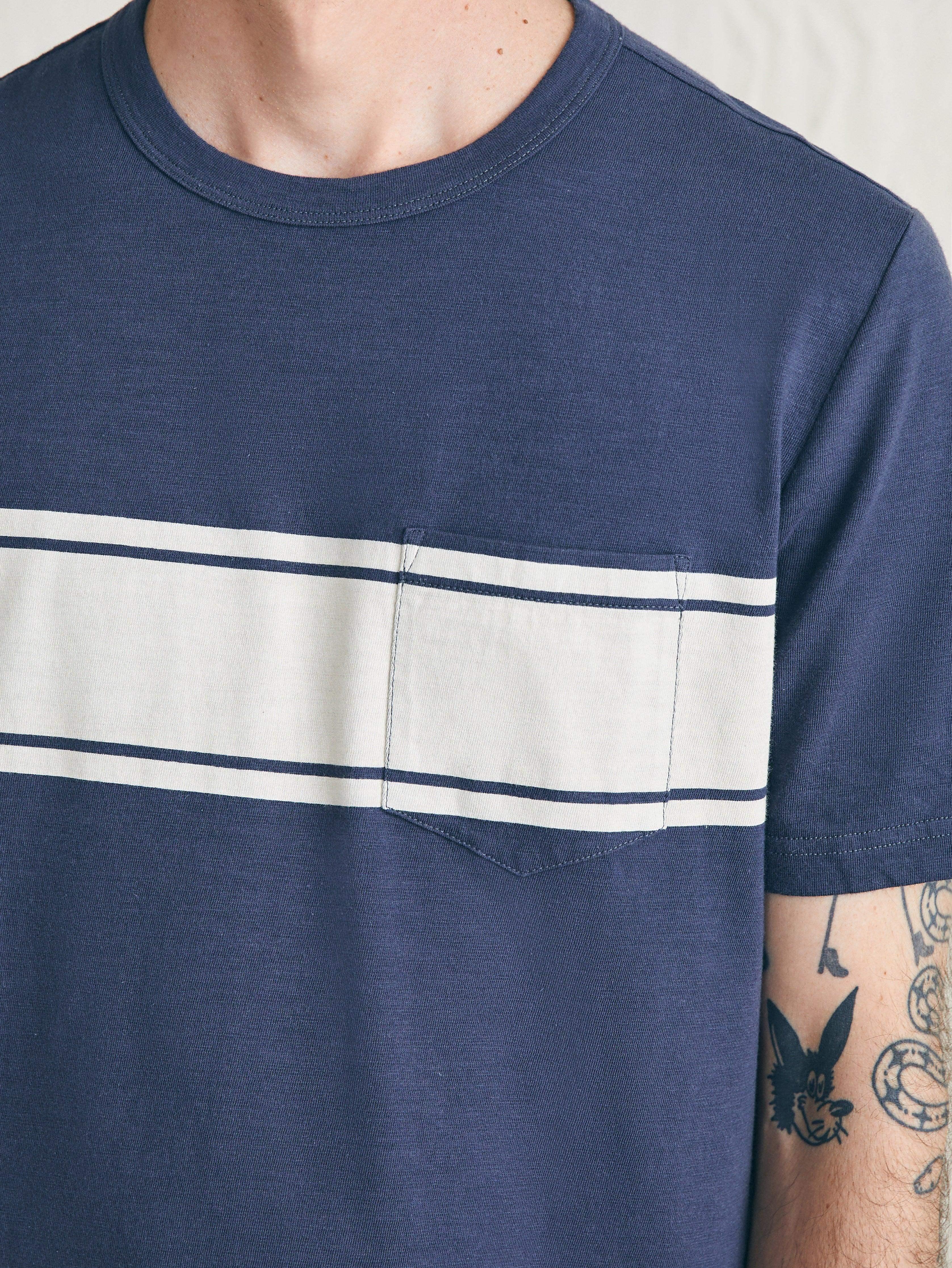 Surf Stripe Sunwashed Pocket Tee - Dune Navy Male Product Image