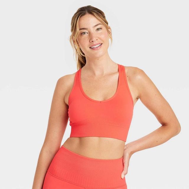 Womens Seamless Racerback Sports Bra - JoyLab Coral Red XL Product Image