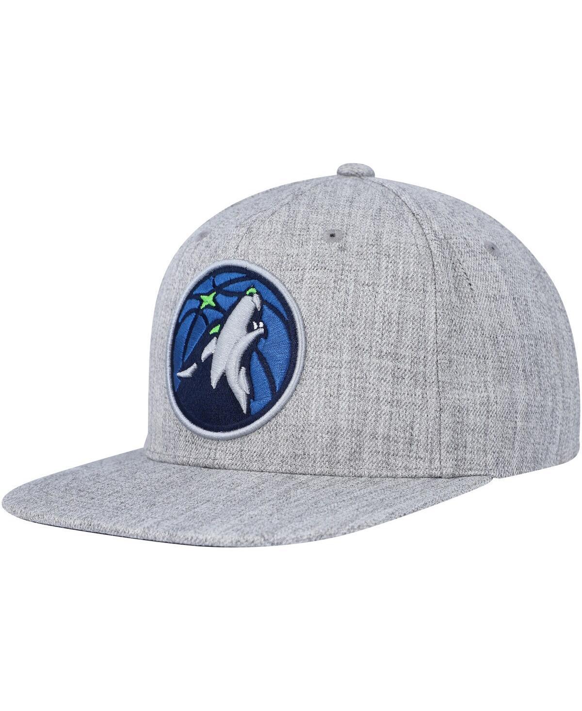 Mens Mitchell & Ness Heather Gray Minnesota Timberwolves Hardwood Classics 2.0 Snapback Hat Product Image