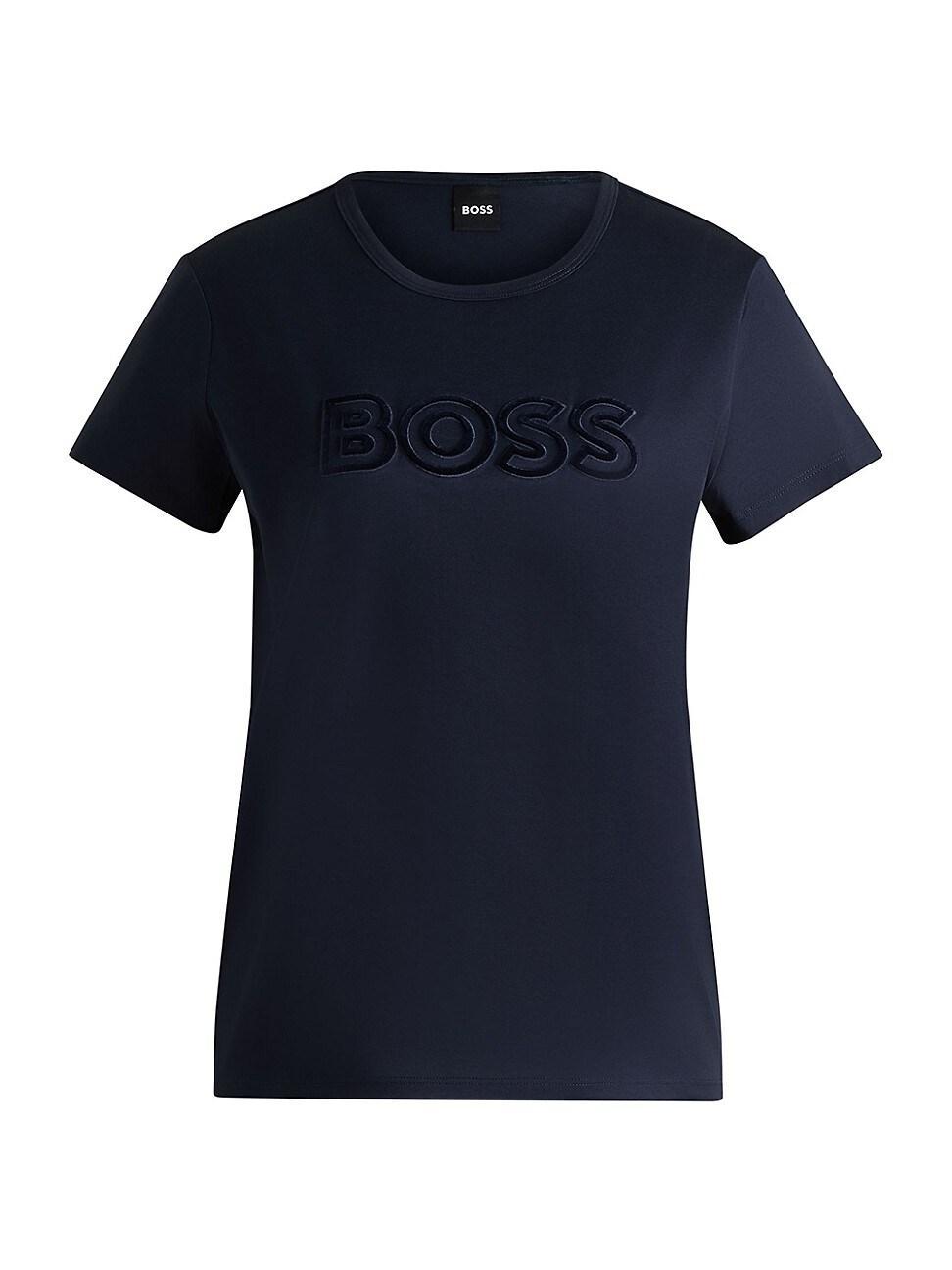 Womens Mercerized-Cotton T-Shirt with Logo Detail Product Image