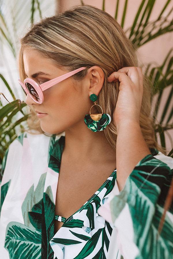 Palms And Prosecco Earrings In Green Product Image