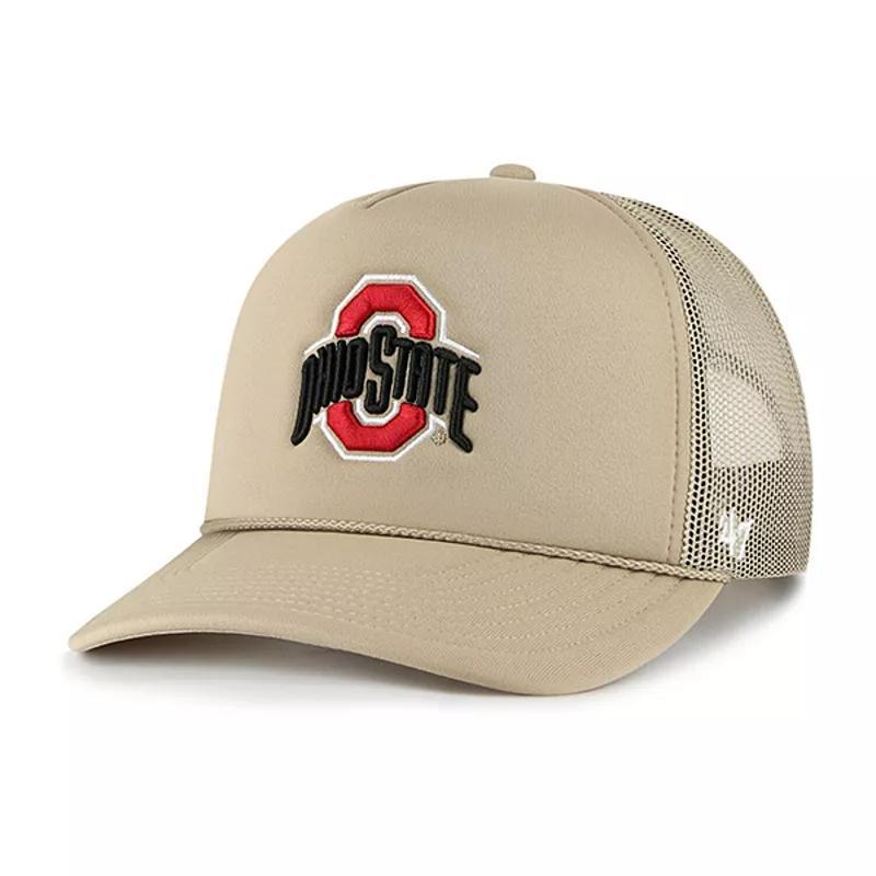 Mens 47 Brand Khaki Ohio State Buckeyes Foam Front Mesh Trucker Snapback Hat Product Image