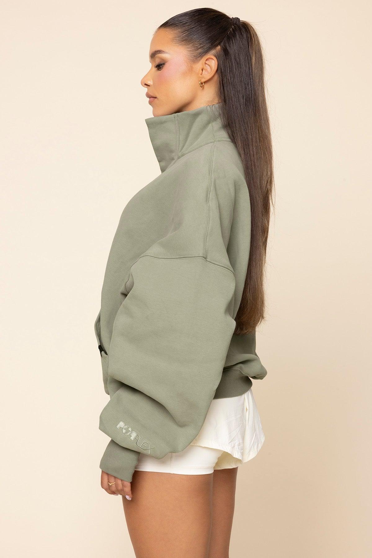 Ooey Gooey Half Zip Sweater - Light Sage Product Image