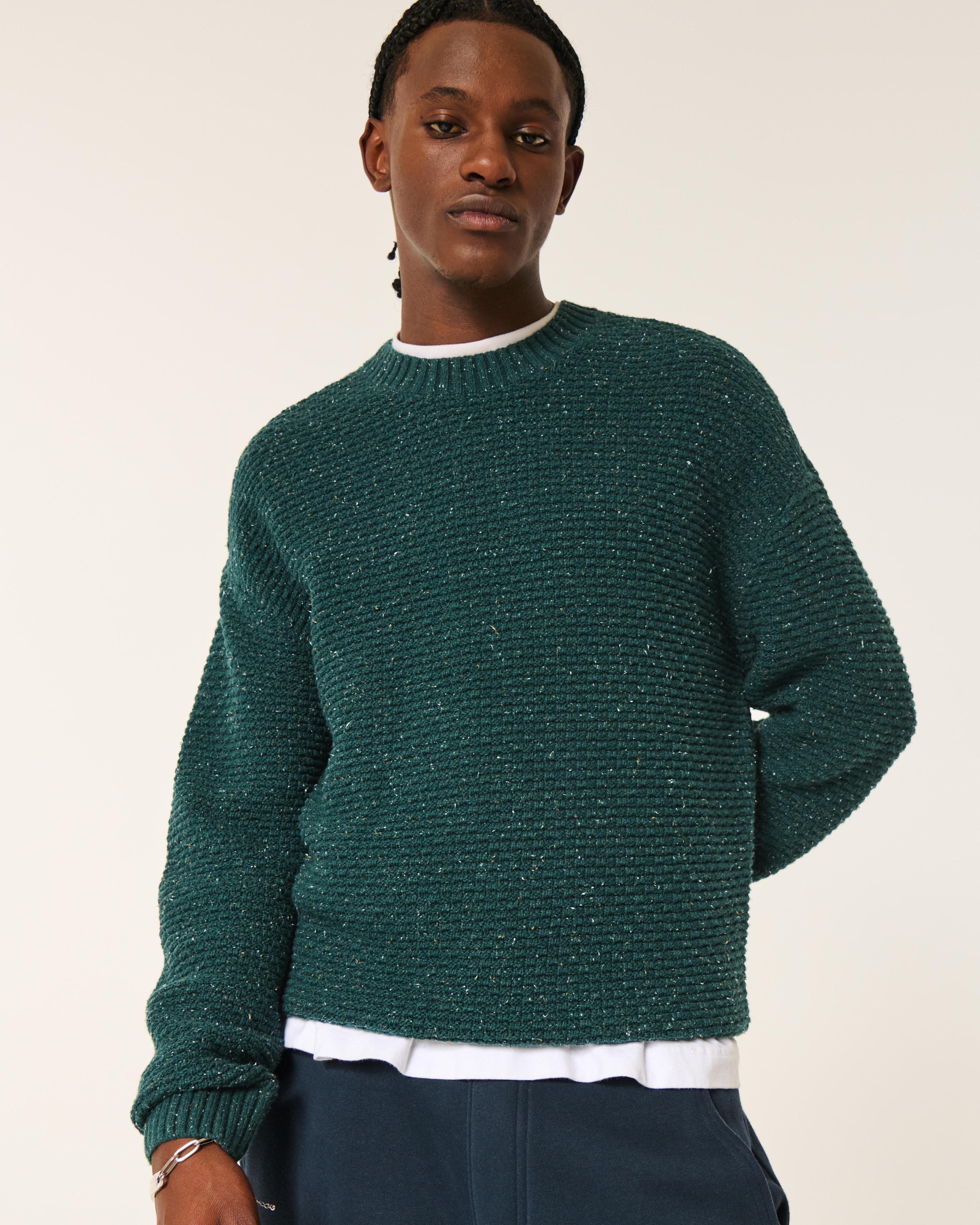 Boxy Cable-Knit Crew Sweater Product Image