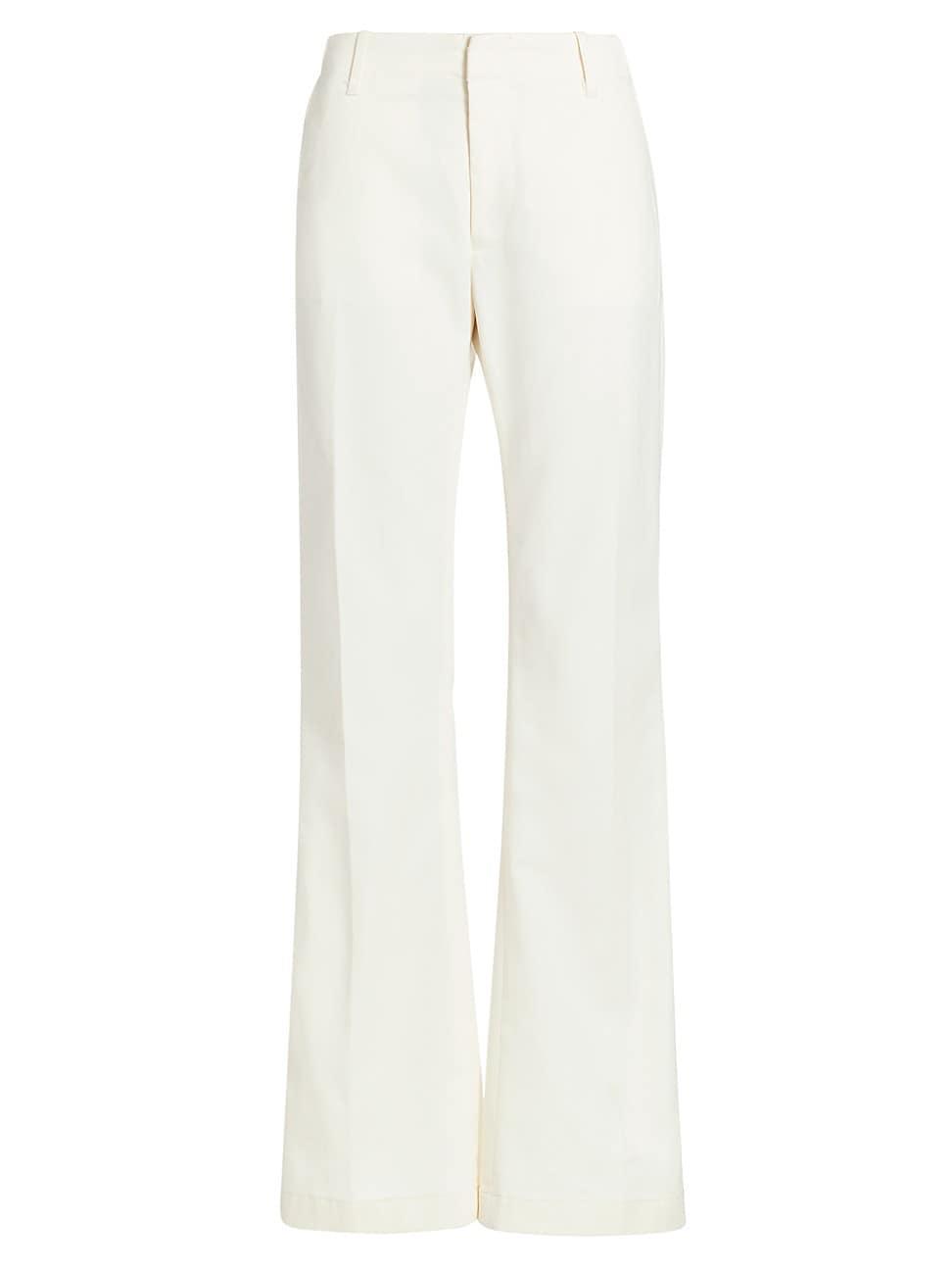 Womens Cotton-Blend Twill Mid-Rise Flare Trousers Product Image