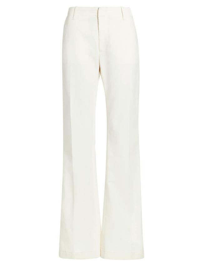 Womens Cotton-Blend Twill Mid-Rise Flare Trousers Product Image