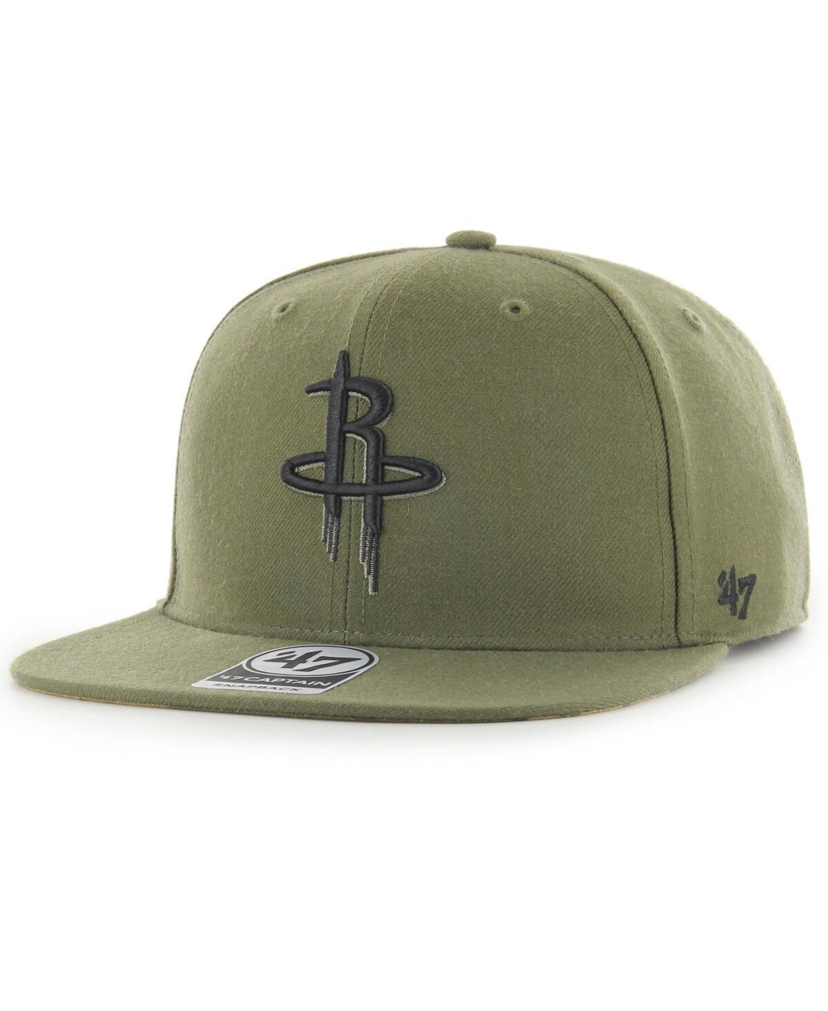 Mens 47 Olive Houston Rockets Ballpark Camo Captain Snapback Hat Product Image