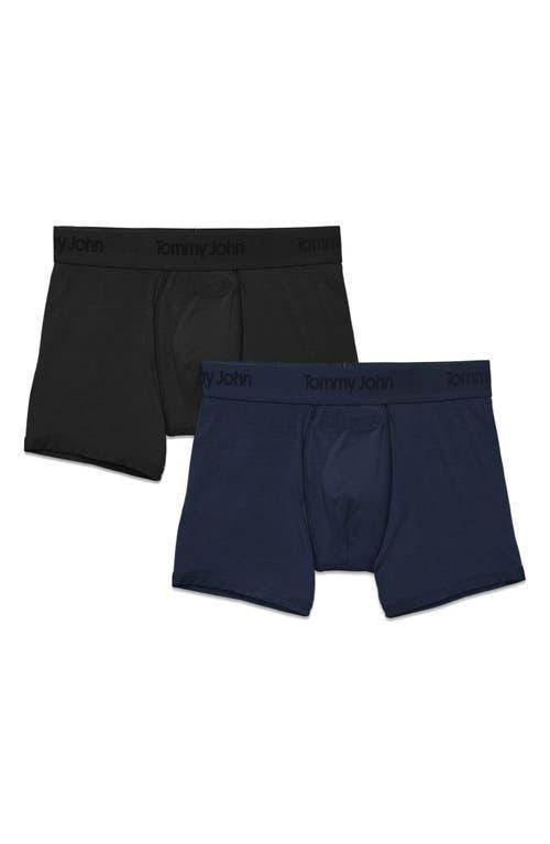 Tommy John Second Skin 4 Boxer Brief 2-Pack Dress Blues) Men's Underwear Product Image